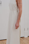 BASERANGE Adjustable Strap Apron Dress Collection, from Portugal. Color: Off-white (BAS-DRAP-RS-000-MIBAI)